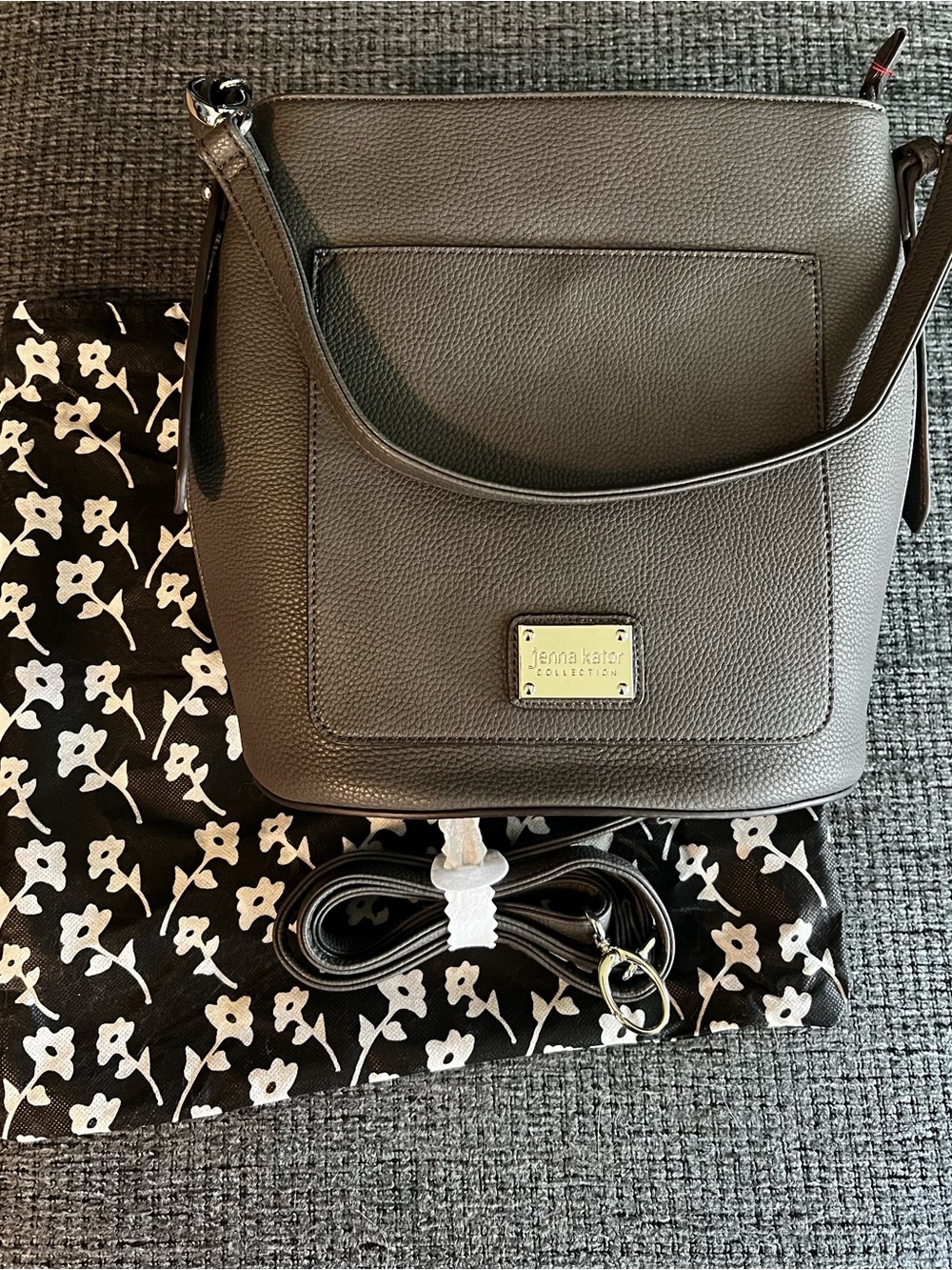 Pebbled Gray Shoulder Bag